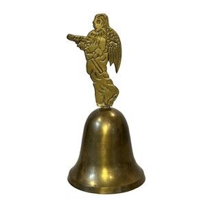 Vintage Solid Brass Bell With Angel Handle Bell Gold Bell Ringing Bell